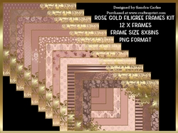 Rose Gold Filigree Pattern Frames 12 x Frames