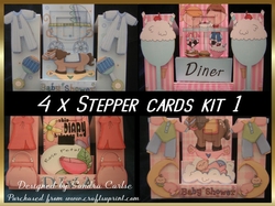 Pix & Mix 4 x Stepper card decoupage kit 1
