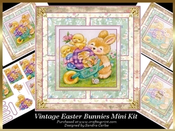 Vintage Easter Bunnies Decoupage & Pyramid Mini Kit