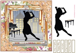 Dancing Birthday Decoupage Topper 11 Black