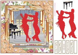 Dancing Birthday Decoupage Topper 14 Red