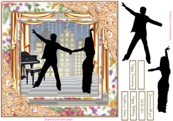 Dancing Birthday Decoupage Topper 16 Black