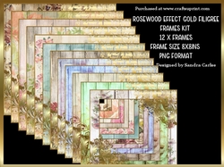 Rosewood Frames Gold Filigree x 12 Kit
