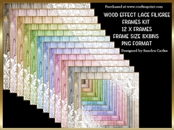 Wood Effect Lace Filigree Frames x 12 Kit