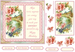 Birthday Wishes Vintage Decoupage 7x7ins Topper