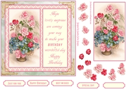 Birthday Wishes Vintage Decoupage 7x7ins Topper 1