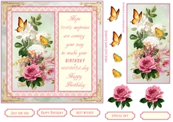 Birthday Wishes Vintage Decoupage 7x7ins Topper 2