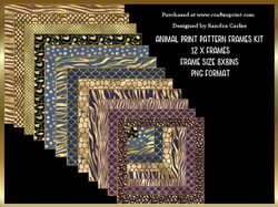 Animal Print Pattern Frames x 12 Kit