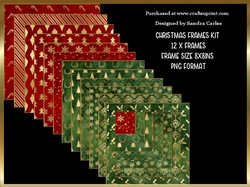Christmas Pattern Frames x 12 Kit