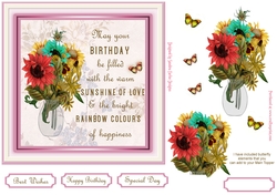 Sunshine Birthday Decoupage 7x7ins Topper 2