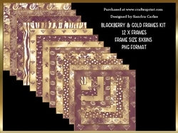 Blackberry & Gold x 12 Pattern Frames Kit