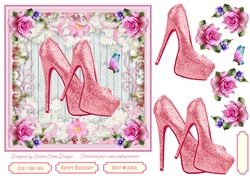 Female Birthday Glitter Shoes 7x7ins Topper 2