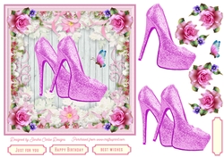 Female Birthday Glitter Shoes 7x7ins Topper 3