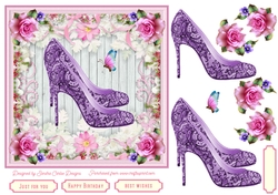Female Birthday Lace Shoes 7x7ins Topper 1