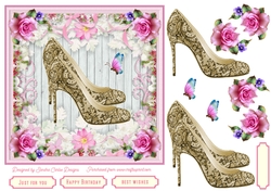 Female Birthday Lace Shoes 7x7ins Topper 2