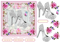 Female Birthday Diamond Shoes 7x7ins Topper 2