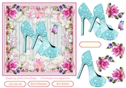 Female Birthday Diamond Shoes 7x7ins Topper 3