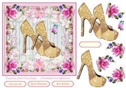 Female Birthday Diamond Shoes 7x7ins Topper 4