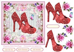 Female Birthday Diamond Shoes 7x7ins Topper 6