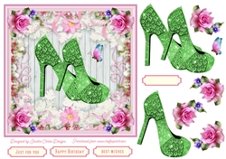 Female Birthday Diamond Shoes 7x7ins Topper 7