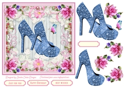 Female Birthday Diamond Shoes 7x7ins Topper 8