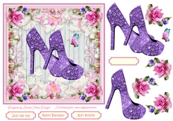 Female Birthday Diamond Shoes 7x7ins Topper 9