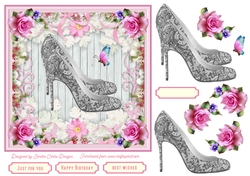 Female Birthday Lace Shoes 7x7ins Topper 8