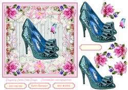 Female Glitter Shoes with Bow 7x7ins Topper 1
