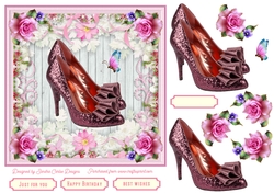 Female Glitter Shoes with Bow 7x7ins Topper 2