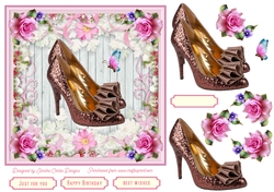 Female Glitter Shoes with Bow 7x7ins Topper 3
