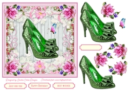 Female Glitter Shoes with Bow 7x7ins Topper 4