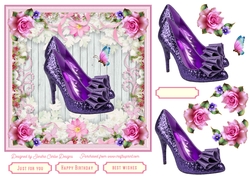 Female Glitter Shoes with Bow 7x7ins Topper 6
