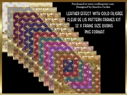 Leather Effect Gold Filigree 8x8ins 12 x Frames Kit