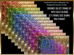 Crushed Velvet Gold Filigree 8x8ins 12 x Frames Kit