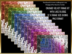 Crushed Velvet Lace Filigree 8x8ins 12 x Frames Kit