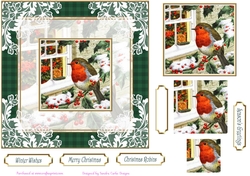 Christmas Vintage Robins Lace Filigree Topper 1