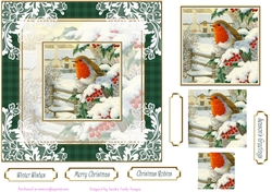 Christmas Vintage Robins Lace Filigree Topper 4