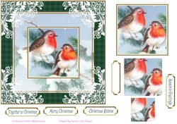 Christmas Vintage Snow Robins Lace Filigree Topper