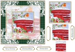 Christmas Vintage Robin Scene Lace Filigree Topper 1