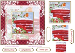 Christmas Vintage Robin Scene Lace Filigree Topper 2