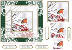 Christmas Robin in Snow Vintage Lace Filigree Topper 1