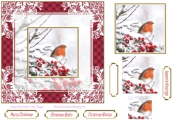 Christmas Robin in Snow Vintage Lace Filigree Topper 2