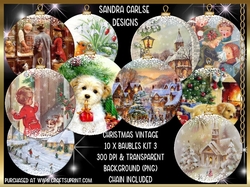 Christmas 10 x Vintage Baubles Kit 3