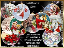 Christmas 10 x Vintage Baubles Kit 4