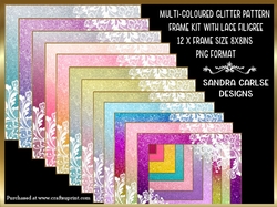 Multi-coloured Glitter Pattern 12 x 8x8ins Lace Filigree Frame Kit
