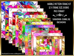 Funky Marble Pattern 12 x 8x8ins Frames Kit