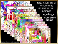 Funky Marble Pattern 12 x 8x8ins Frames Kit Lace Filigree