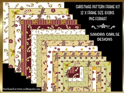 Christmas Gingerbread Pattern 8x8ins Frames Kit