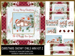 Christmas Snowy Vintage Owls 8x8ins Mini Kit 2