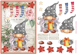 Christmas Decoupage Nordic Gnome Vintage Topper 1